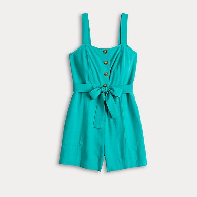 Women's Nine West Bow Front Squareneck Sleeveless Romper