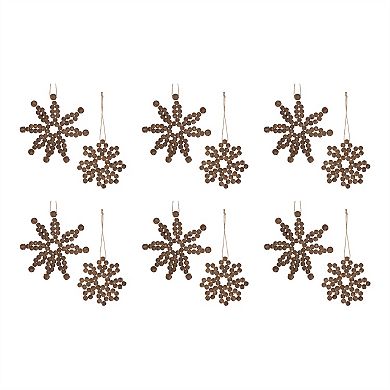 Wood Bead Snowflake Ornament (set Of 12)