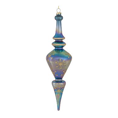 Irredescent Wintry Blue Glass Finial Drop Ornament (set Of 6)