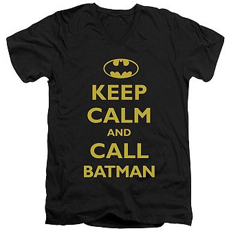 Batman Call Batman Short Sleeve Adult V Neck T-shirt
