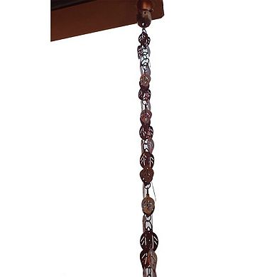 8.5 ft Copper Leaf Rain Chain for Gutters, Outdoor Garden and Patio Water Decor