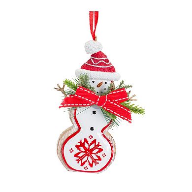Nordic Snowflake Character Tree Ornament With Pine Bow Accent (set Of 6)