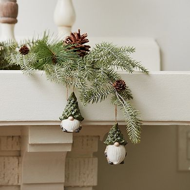 Terra Cotta Gnome With Pine Tree Hat Ornament (Set Of 6)