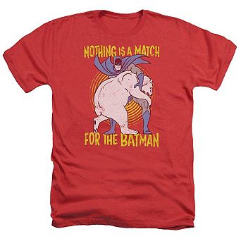 Batman Bear Wrastling Adult Heather T-shirt