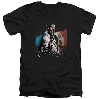 Batman Arkham City Two Face Short Sleeve Adult V Neck T-shirt