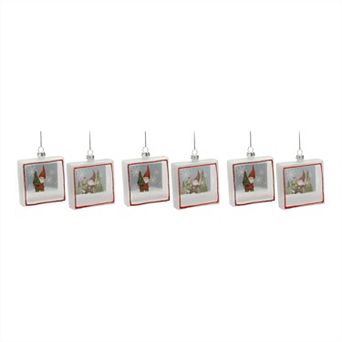Glass Gnome Shadow Box Ornament (Set Of 6)