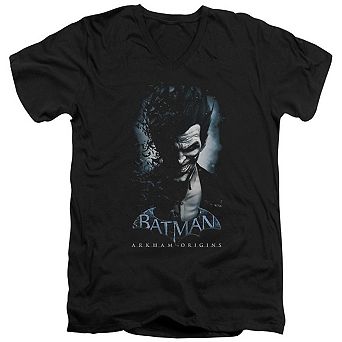 Batman Arkham Origins Joker Short Sleeve Adult V Neck T-shirt