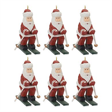 Santa On Skis Ornament (set Of 6)