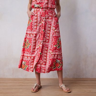 Women's LC Lauren Conrad Button Front A-Line Midi Skirt