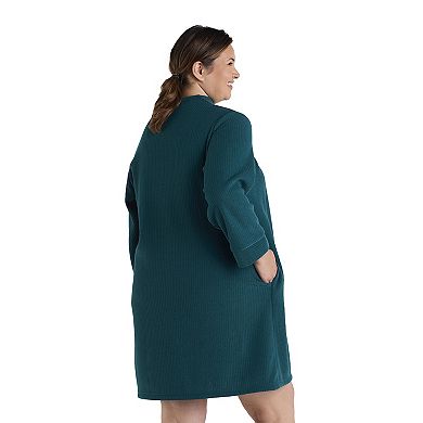 Plus Size Miss Elaine Essentials Brushed Back Terry Short Snap Robe