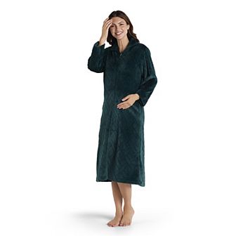Petite Miss Elaine Essentials French Fleece Long Zip Robe