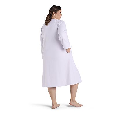 Plus Size Miss Elaine Essentials Micro Fleece Long Zip Robe