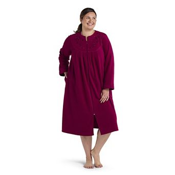 Plus Size Miss Elaine Essentials Micro Fleece Long Zip Robe