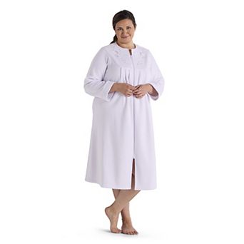 Plus Size Miss Elaine Essentials Micro Fleece Long Zip Robe