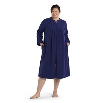 Plus Size Miss Elaine Essentials Micro Fleece Long Zip Robe