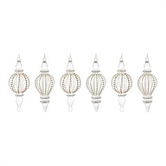 Jeweled Glass Finial Drop Ornament (set Of 6)