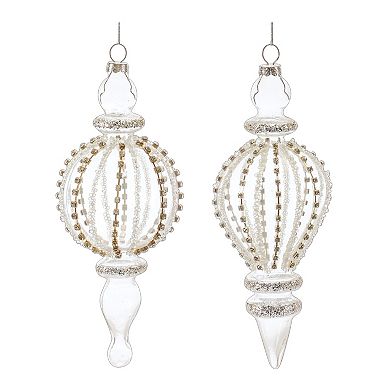 Jeweled Glass Finial Drop Ornament (set Of 6)