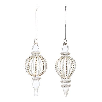 Jeweled Glass Finial Drop Ornament (set Of 6)