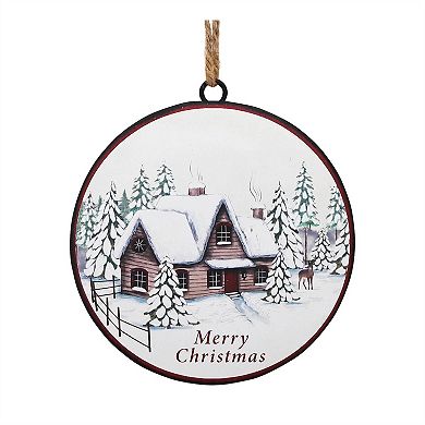 Woodland Winter Cabin Disc Ornament (set Of 12)