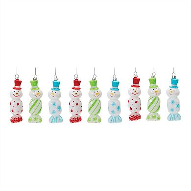 Glass Snowman Candy Ornament (set Of 12)
