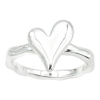City Luxe Silver Tone Heart Ring