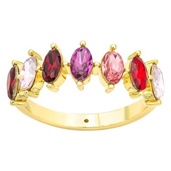 City Luxe Gold Tone Marquise Pink Tonal Crystal Ring