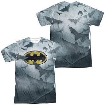 Batman Bats Logo Short Sleeve Adult 100% Poly Crew T-shirt