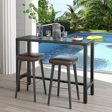 Outdoor Bar Table With Waterproof Top And Heavy-duty Metal Frame