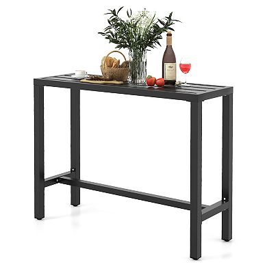 Outdoor Bar Table With Waterproof Top And Heavy-duty Metal Frame
