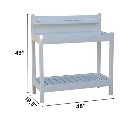 White Garden Potting Bench with Removable Tabletop and Storage Shelves for Outdoor Use 49"H