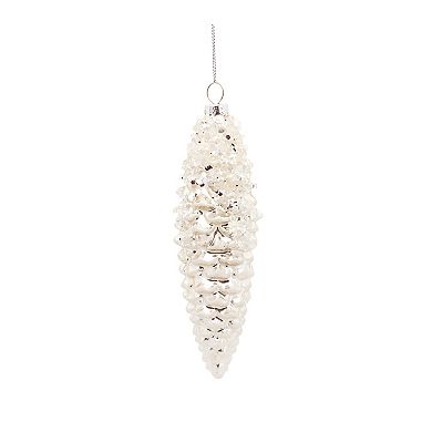 White Frosted Pinecone Drop Ornament (Set of 12)