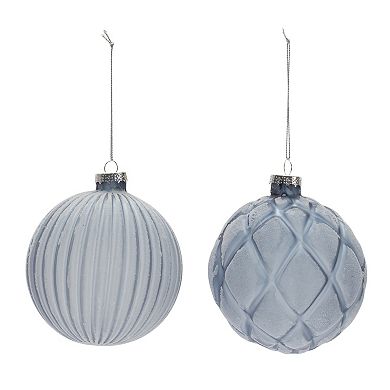 Frosted Blue Glass Ball Ornament (set Of 6)