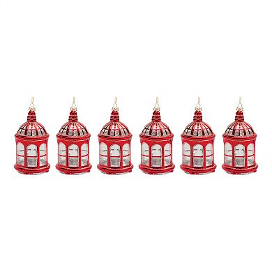 Glittered Glass Lantern Ornament (Set Of 6)