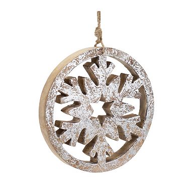 Wood Cut Out Snowflake Ornament (Set Of 12)