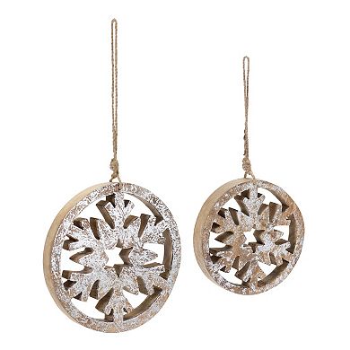 Wood Cut Out Snowflake Ornament (Set Of 12)