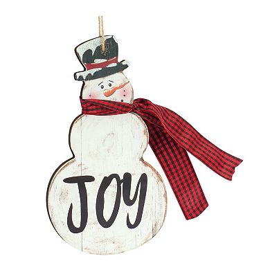 Metal Snowman Sentiment Ornament With Scarf (Set Of 6)