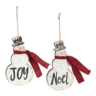 Metal Snowman Sentiment Ornament With Scarf (Set Of 6)