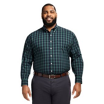 Big & Tall IZOD Performance Long Sleeve Plaid Button Down Shirt