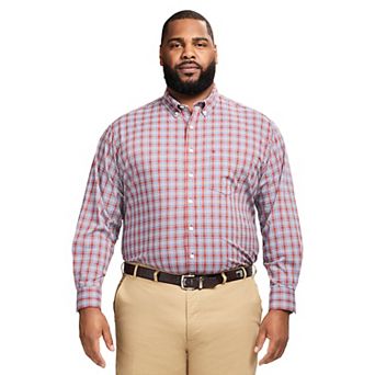 Big & Tall IZOD Performance Long Sleeve Plaid Button Down Shirt