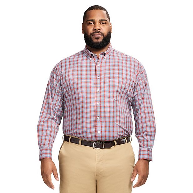 Big & Tall IZOD Performance Long Sleeve Plaid Button Down Shirt