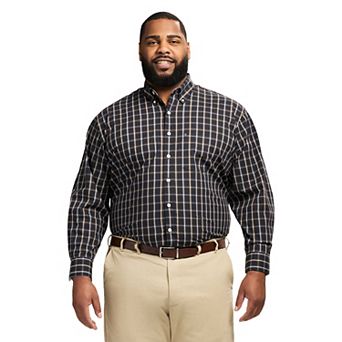 Big & Tall IZOD Performance Long Sleeve Plaid Button Down Shirt
