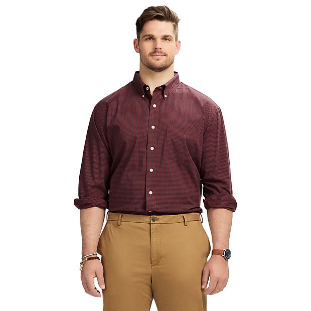 Big Tall IZOD Performance Long Sleeve Plaid Button Down Shirt