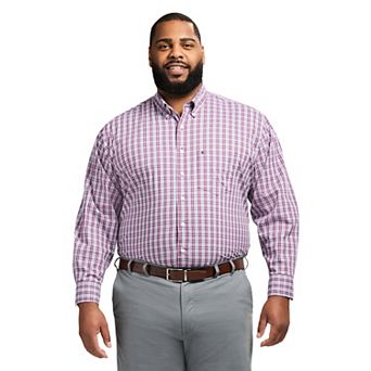 Big & Tall IZOD Performance Long Sleeve Plaid Button Down Shirt