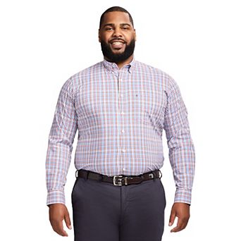 Big & Tall IZOD Performance Long Sleeve Plaid Button Down Shirt
