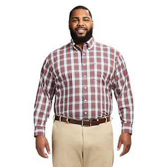 Big & Tall IZOD Performance Long Sleeve Plaid Button Down Shirt