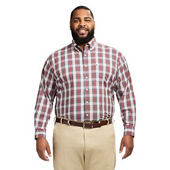 Big & Tall IZOD Performance Long Sleeve Plaid Button Down Shirt
