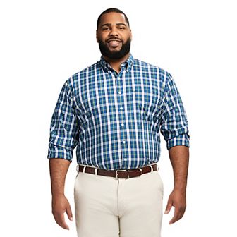 Big & Tall IZOD Performance Long Sleeve Plaid Button Down Shirt