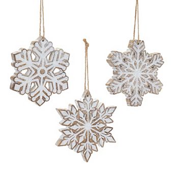 Glittered Snowflake Ornament (Set Of 3)