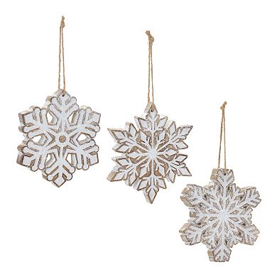 Glittered Snowflake Ornament (Set Of 3)