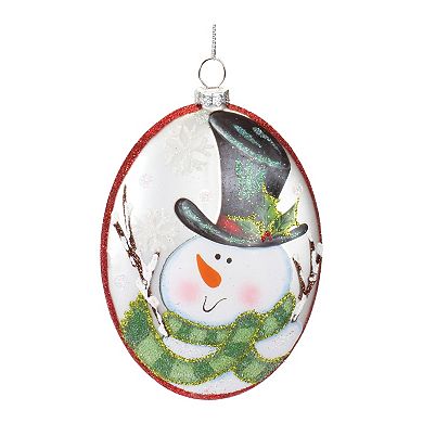 Glass Snowman Disc Ornament (set Of 12)